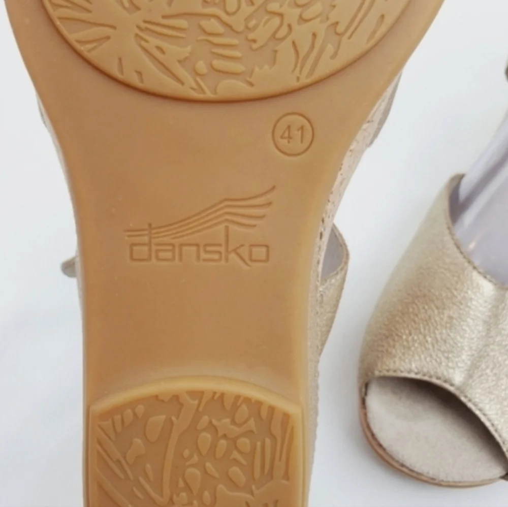 Dansko Charlotte Cork Grain Leather Wedge Sandals